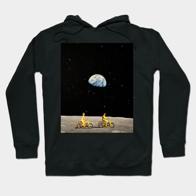 You, Me and the moon Hoodie by CollageSoul